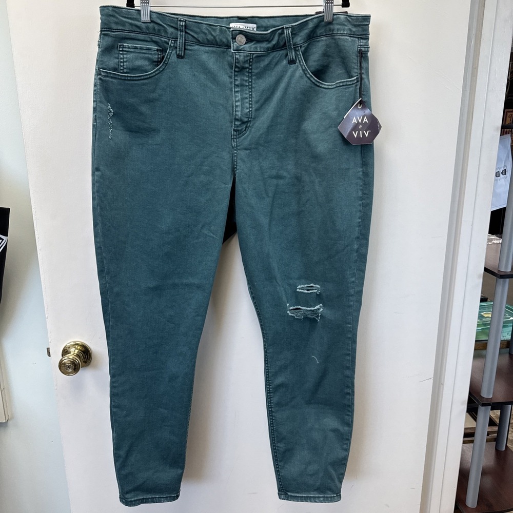 Ava & Viv Teal Distressed Jeans